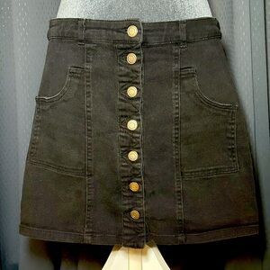 Altar'd State Charcoal Black Button-Up Mini Skirt